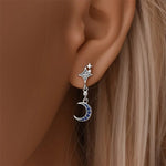 Silver Moon & Star Dangle Earrings