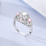Sparkling Crown Ring with Pink and Clear Heart-Shaped Stones