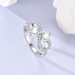 Sparkling Double Heart Infinity Ring