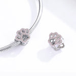 Sparkling Pink Crystal Paw Print Charm
