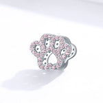 Sparkling Pink Crystal Paw Print Charm