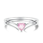 Sparkling Pink Heart Solitaire Ring