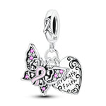 Strength & Faith Butterfly & Heart Dangle Charm
