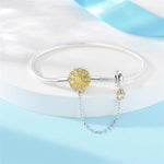 Sunflower Charm Bracelet with Safety Chain and Dangle