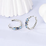 Triple Blue Heart Gem Hoop Earrings