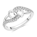 Two Intertwined Hearts Crystal Ring