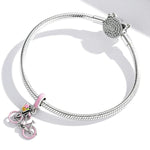 Pink Bicycle with Flower Basket Dangle Charm