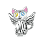 Winged Cat with Colorful Eyes Charm