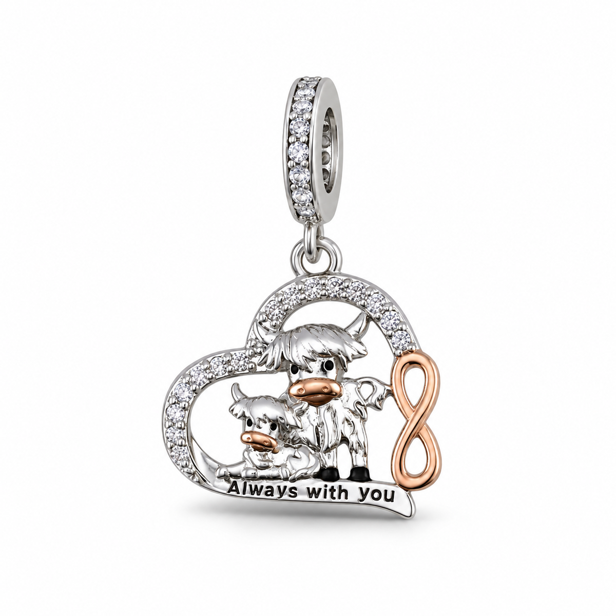 Highland Cow Rose Gold Plated Sterling Silver Dangle Charm – Pandora Compatible