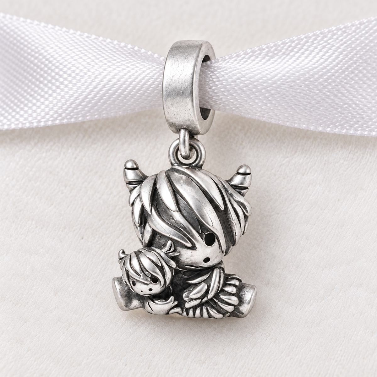 Highland Cow Mother Baby Charm 925 Sterling Silver Dangle Charm – Pandora Compatible