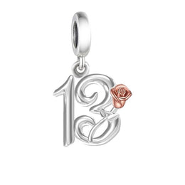 13th Birthday Rose Gold Dangle Charm