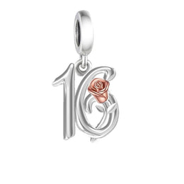 16th Birthday Rose Gold Dangle Charm