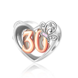 30th Birthday Butterfly Heart Charm