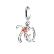 70th Birthday Rose Gold Dangle Charm