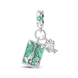 Ace of Wands Tarot & Flower Dangle Charm