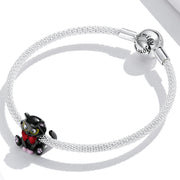 Adorable Black Cat with Red Bow Dangle Charm
