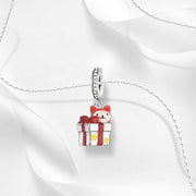 Adorable Cat in Gift Box Charm with Stars