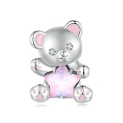 Adorable Teddy Bear with Pink Star Crystal Charm