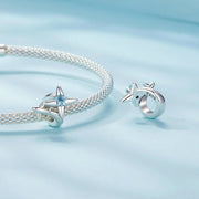 Airplane & Blue Star Crystal Charm