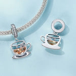 Amber Coffee Cup & Saucer Dangle Charm