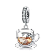 Amber Coffee Cup & Saucer Dangle Charm