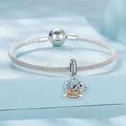 Amber Coffee Cup & Saucer Dangle Charm