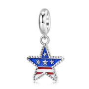 American Flag Star Dangle Charm