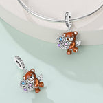 Angel Bear with Roses Dangle Charm