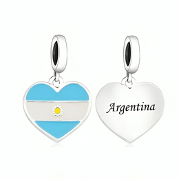 Argentina Flag Heart Dangle Dangle Charm