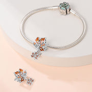 Autumn Maple Leaf Amber Stone Charm