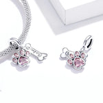 Baby Pink Paw & Bone Double Dangle Charm