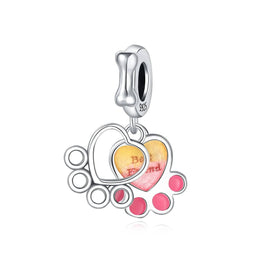 Best Friend Colorful Pawprint Dangle Charm