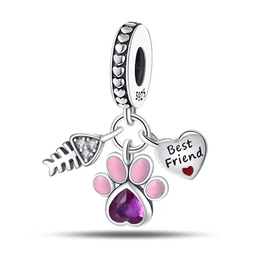 Best Friend Paw & Heart Triple Dangle Charm