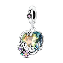 Blooming Heart with Butterfly, Flowers & Cat Dangle Charm