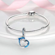 Blue Dolphin Heart Dangle Charm