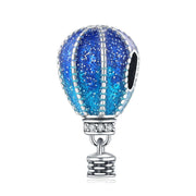 Blue Glitter Hot Air Balloon Charm