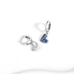 Blue Heart Drop Earrings with Sparkling Crystal Accents