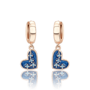 Blue Heart Drop Earrings with Sparkling Crystal Accents