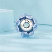 Blue Murano Glass with Raised Floral Accents Charm