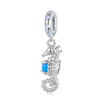 Blue Opal Seahorse Dangle Charm
