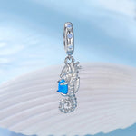 Blue Opal Seahorse Dangle Charm