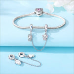 Boy and Girl Safety Chain with Blue and Pink Crystals