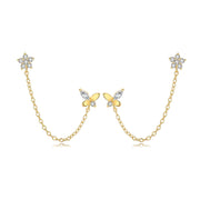 Butterfly and Star Chain Earrings