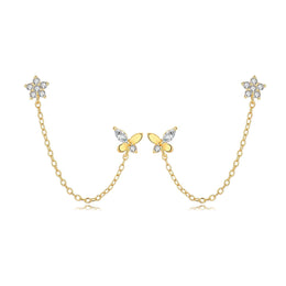 Butterfly and Star Chain Earrings