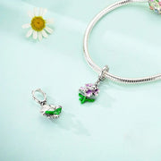 Cat in Violet Bloom Dangle Charm