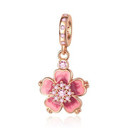 Pink Cherry Blossom Sparkle Dangle Charm