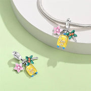 Cherry Blossom, Suitcase & Palm Triple Dangle Charm