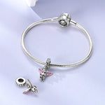 Cherub Angel with Pink Heart Dangle Charm