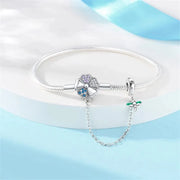 Clover and Dragonfly Charm Bracelet with Safety Chain