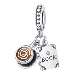 Coffee Cup & Book Dangle Charm